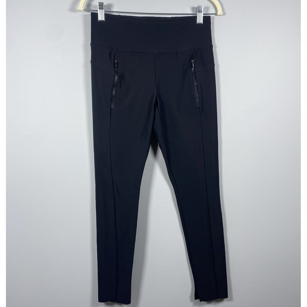 Athleta Stellar Tight Black Fitted High Rise Active Pants Womens Sz XS Split Hem